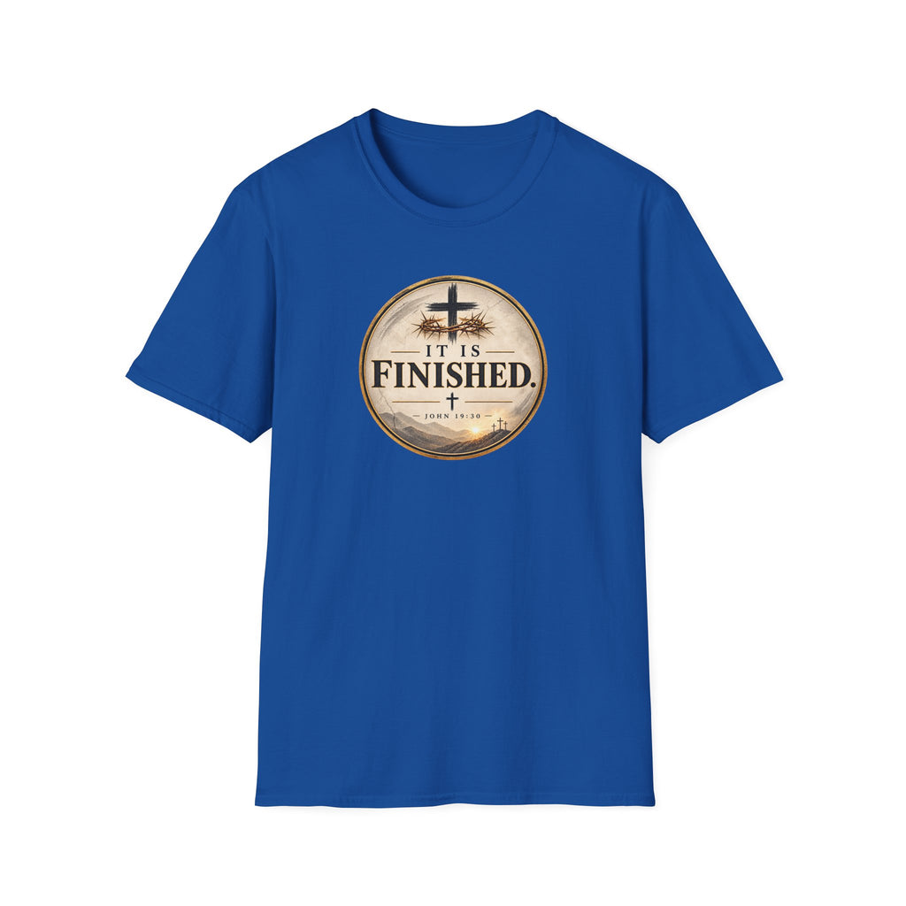 It Is Finished Christian T-Shirt – John 19:30 Vintage Cross Design