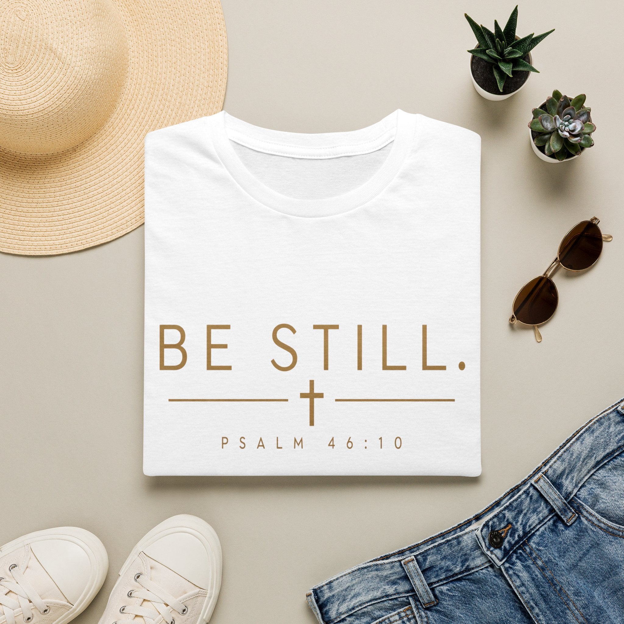 Be Still Christian T-Shirt – Psalm 46:10 Minimalist Faith Graphic Tee