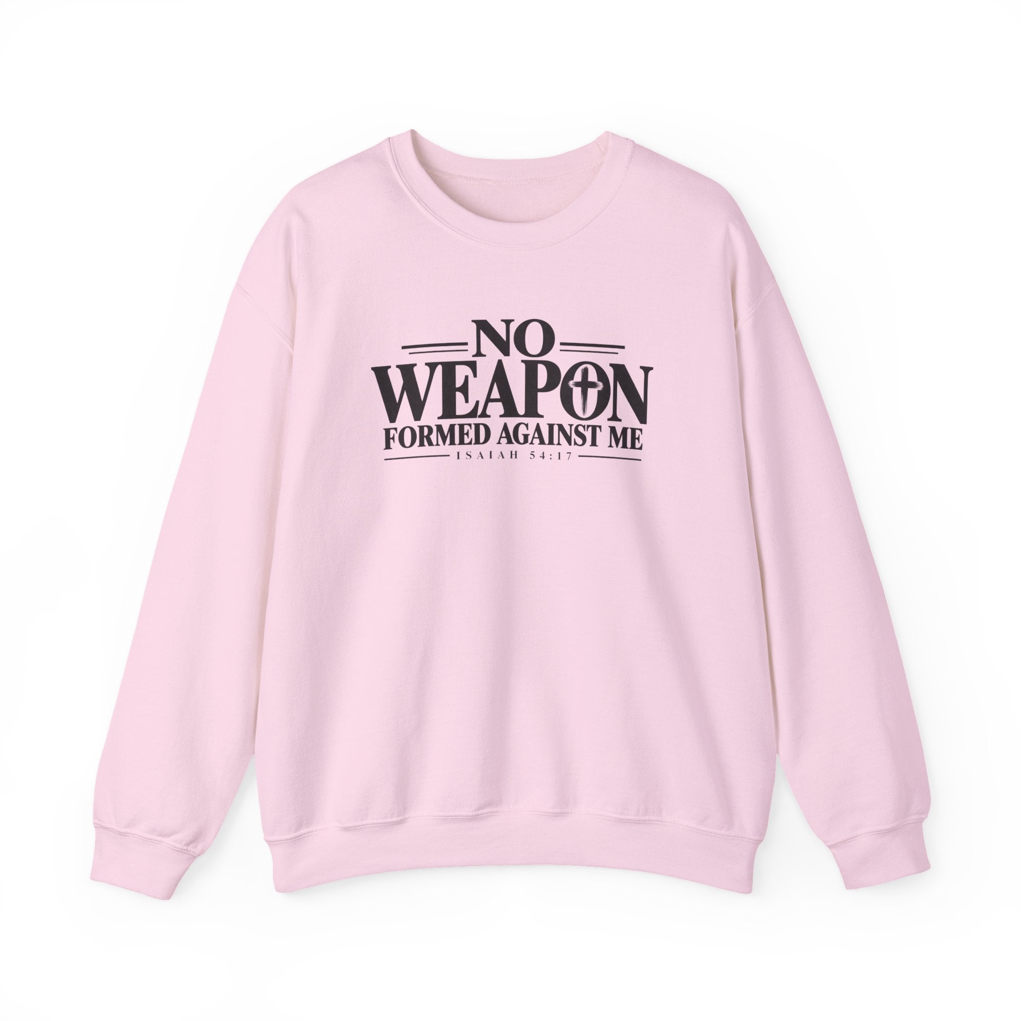 No Weapon Formed Against Me Christian Crewneck Sweatshirt – Isaiah 54:17