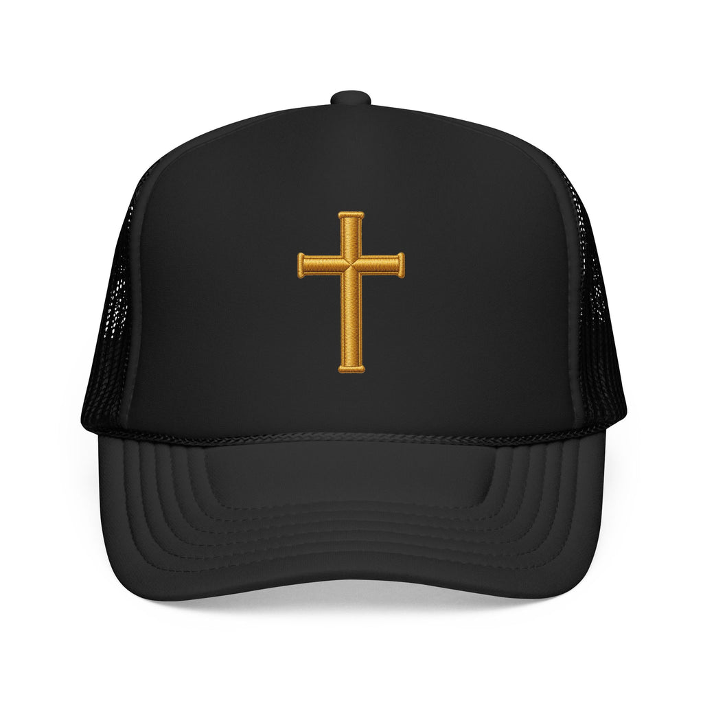 Golden Cross Christian Trucker Hat – Minimalist Faith Hat