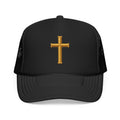 Golden Cross Christian Trucker Hat – Minimalist Faith Hat