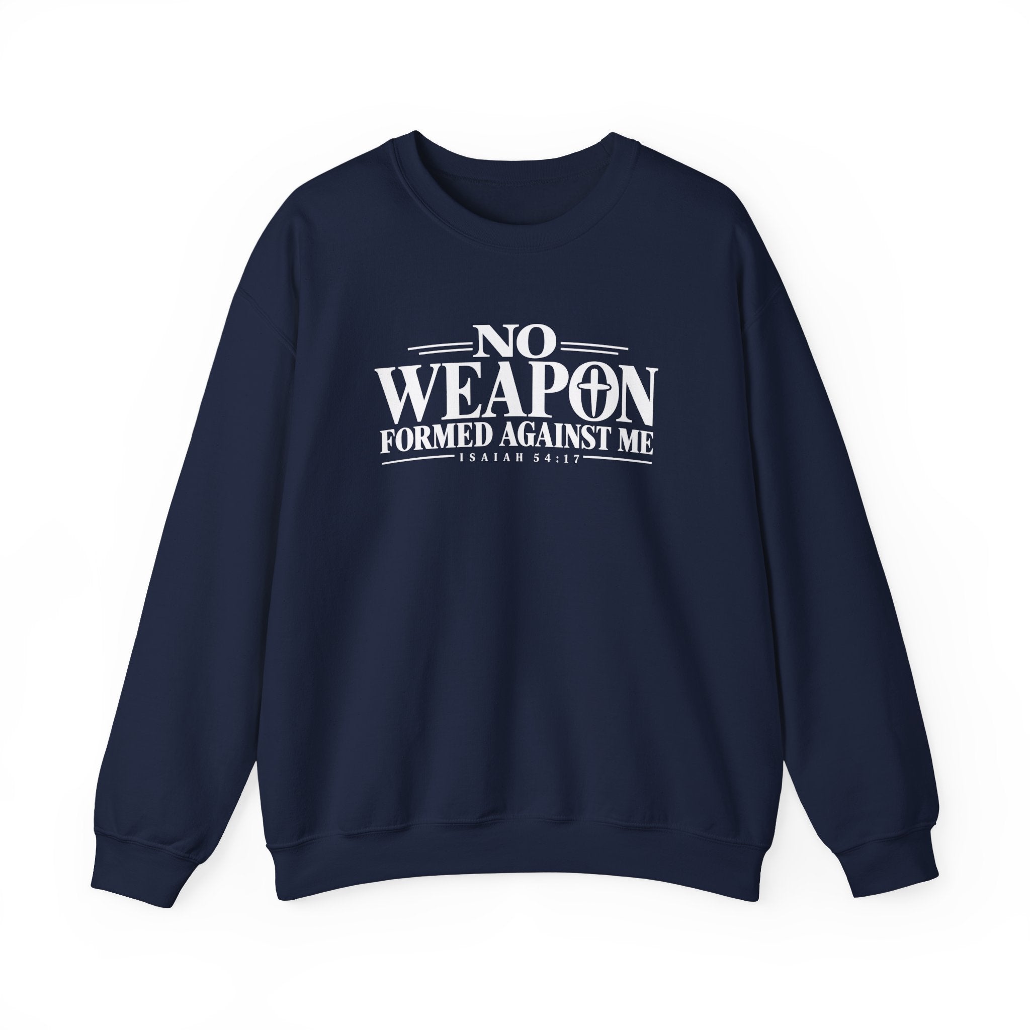 No Weapon Formed Against Me Christian Crewneck Sweatshirt – Isaiah 54:17