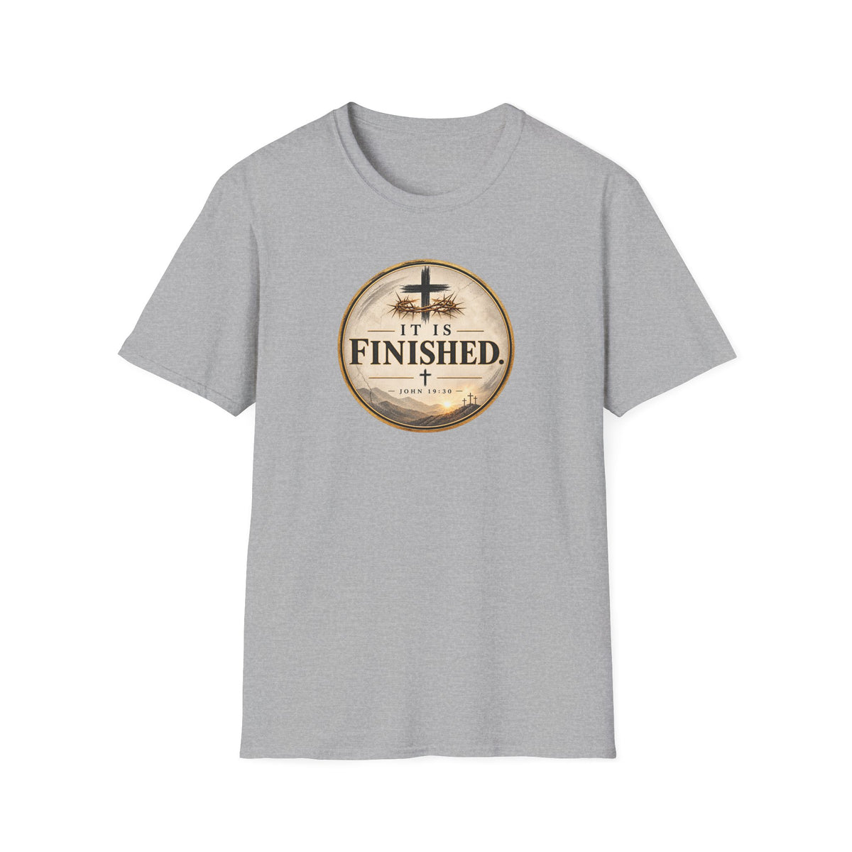 It Is Finished Christian T-Shirt – John 19:30 Vintage Cross Design