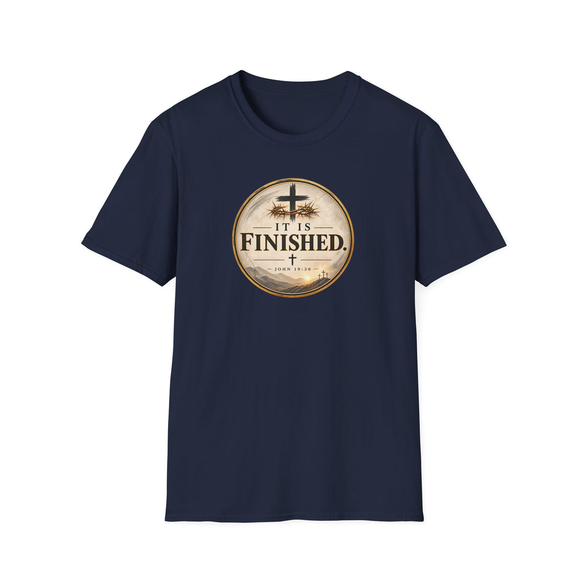 It Is Finished Christian T-Shirt – John 19:30 Vintage Cross Design