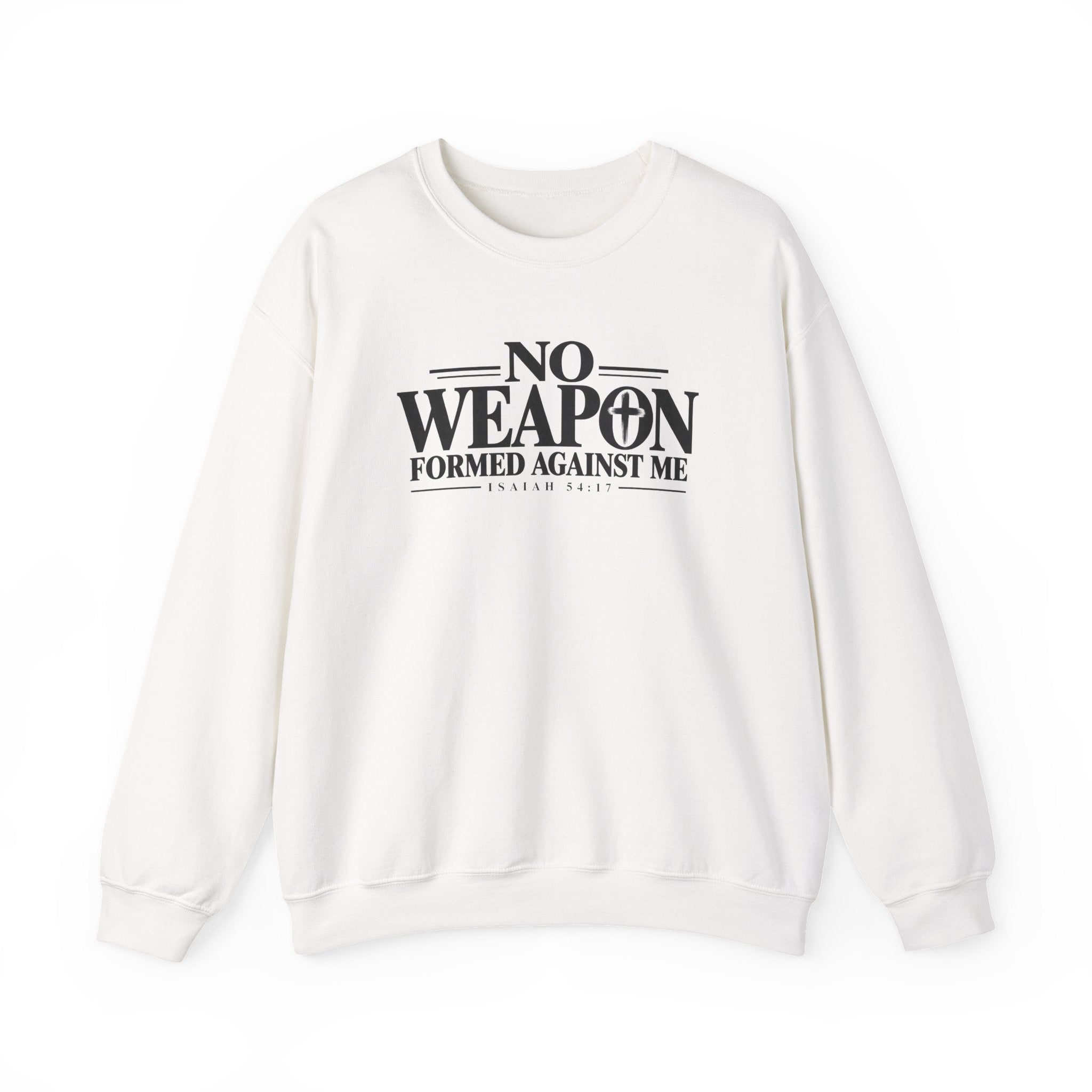 No Weapon Formed Against Me Christian Crewneck Sweatshirt – Isaiah 54:17