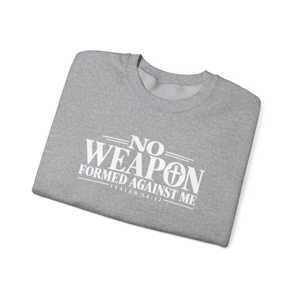 No Weapon Formed Against Me Christian Crewneck Sweatshirt – Isaiah 54:17