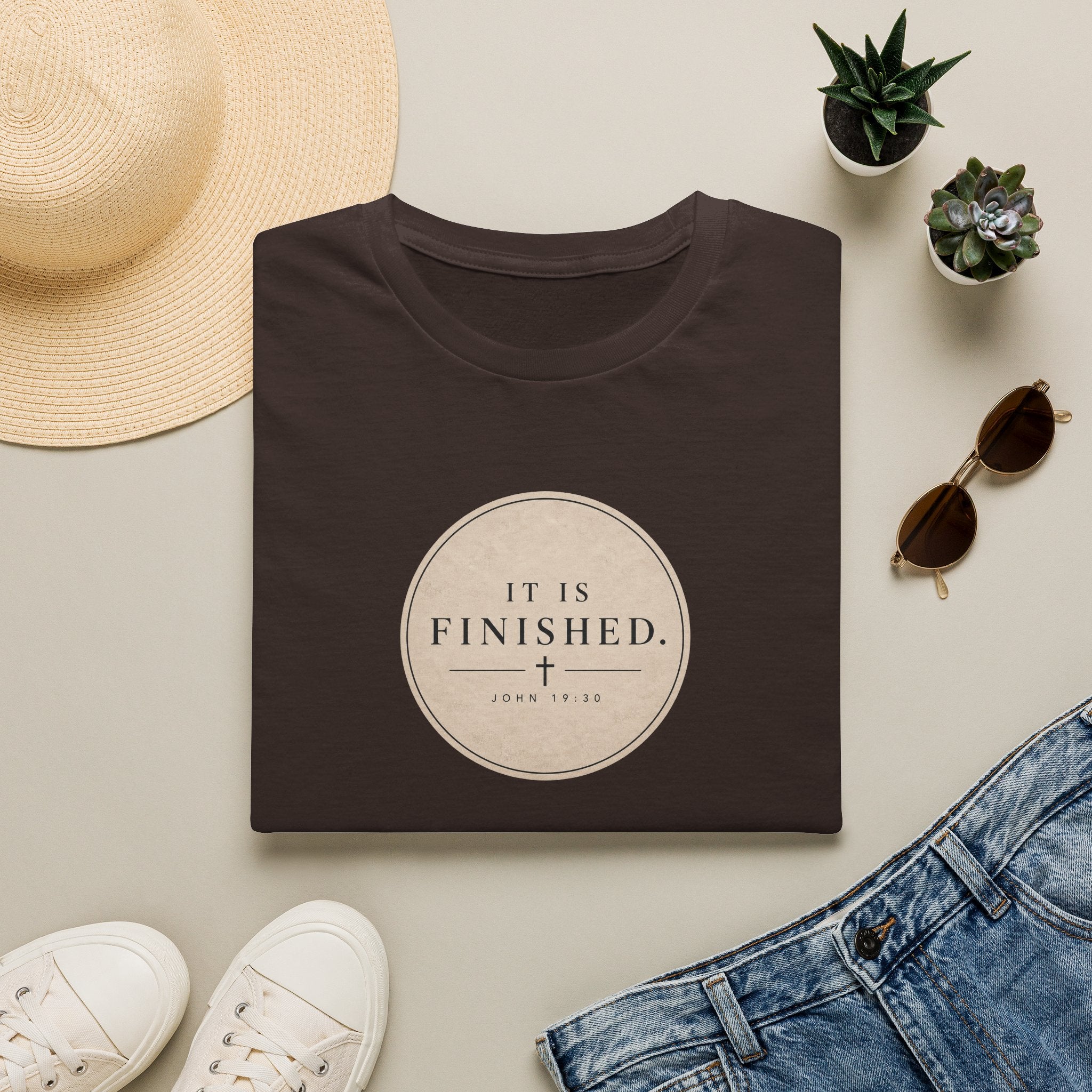 It Is Finished Christian T-Shirt – John 19:30 Minimalist Faith Graphic Tee