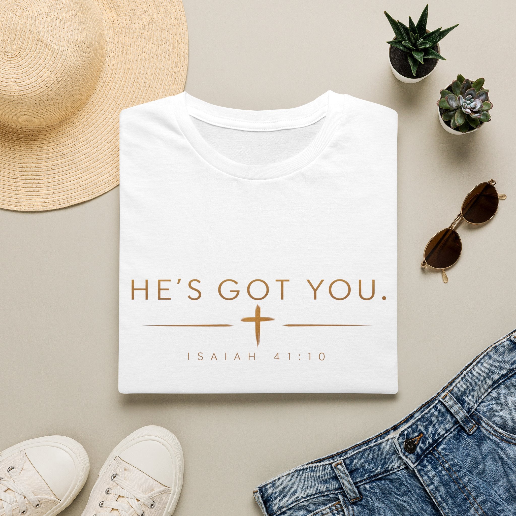 He’s Got You Christian T-Shirt – Isaiah 41:10 Minimalist Faith Graphic Tee