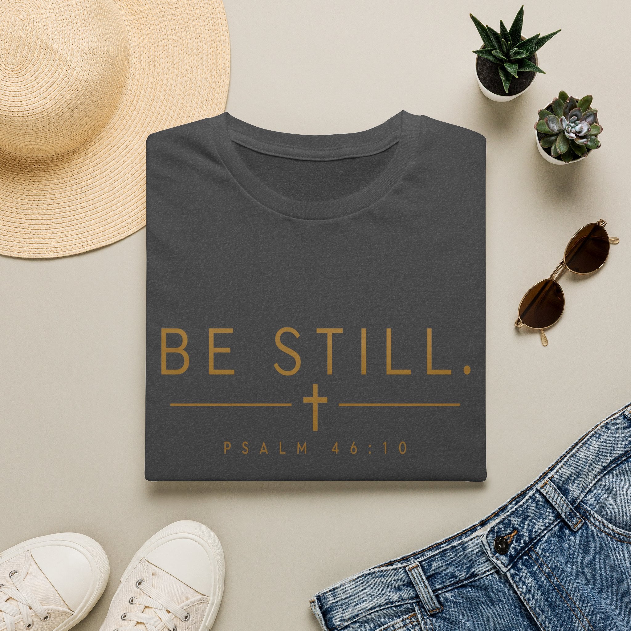 Be Still Christian T-Shirt – Psalm 46:10 Minimalist Faith Graphic Tee