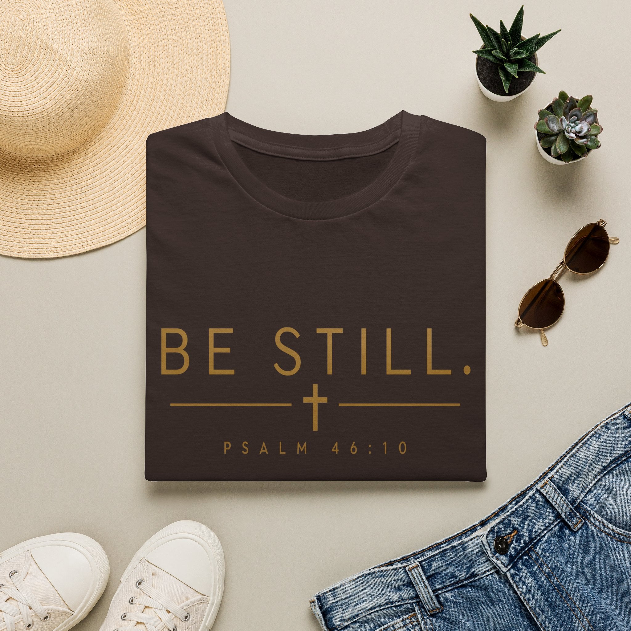 Be Still Christian T-Shirt – Psalm 46:10 Minimalist Faith Graphic Tee
