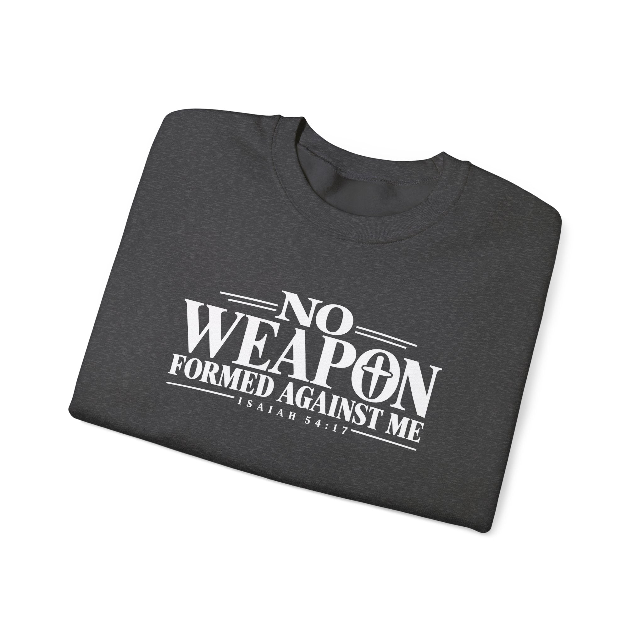 No Weapon Formed Against Me Christian Crewneck Sweatshirt – Isaiah 54:17