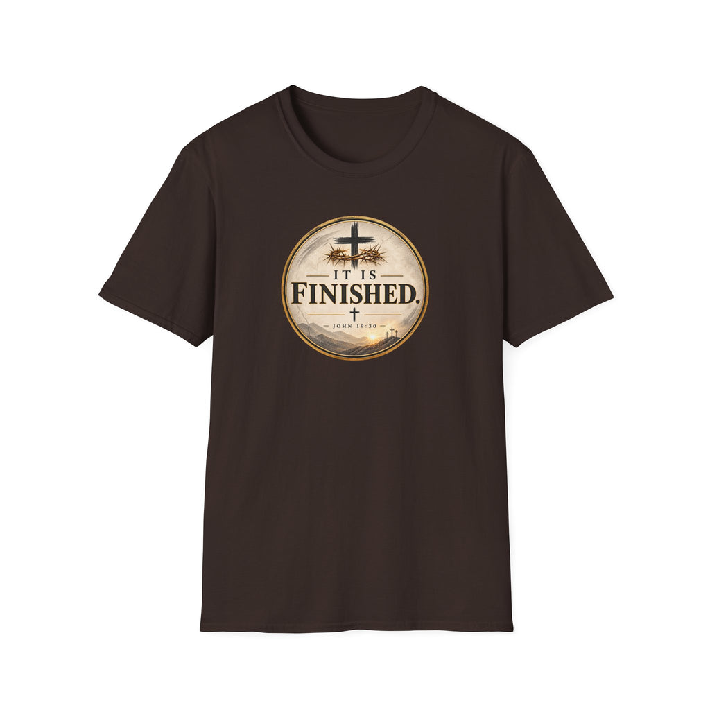 It Is Finished Christian T-Shirt – John 19:30 Vintage Cross Design