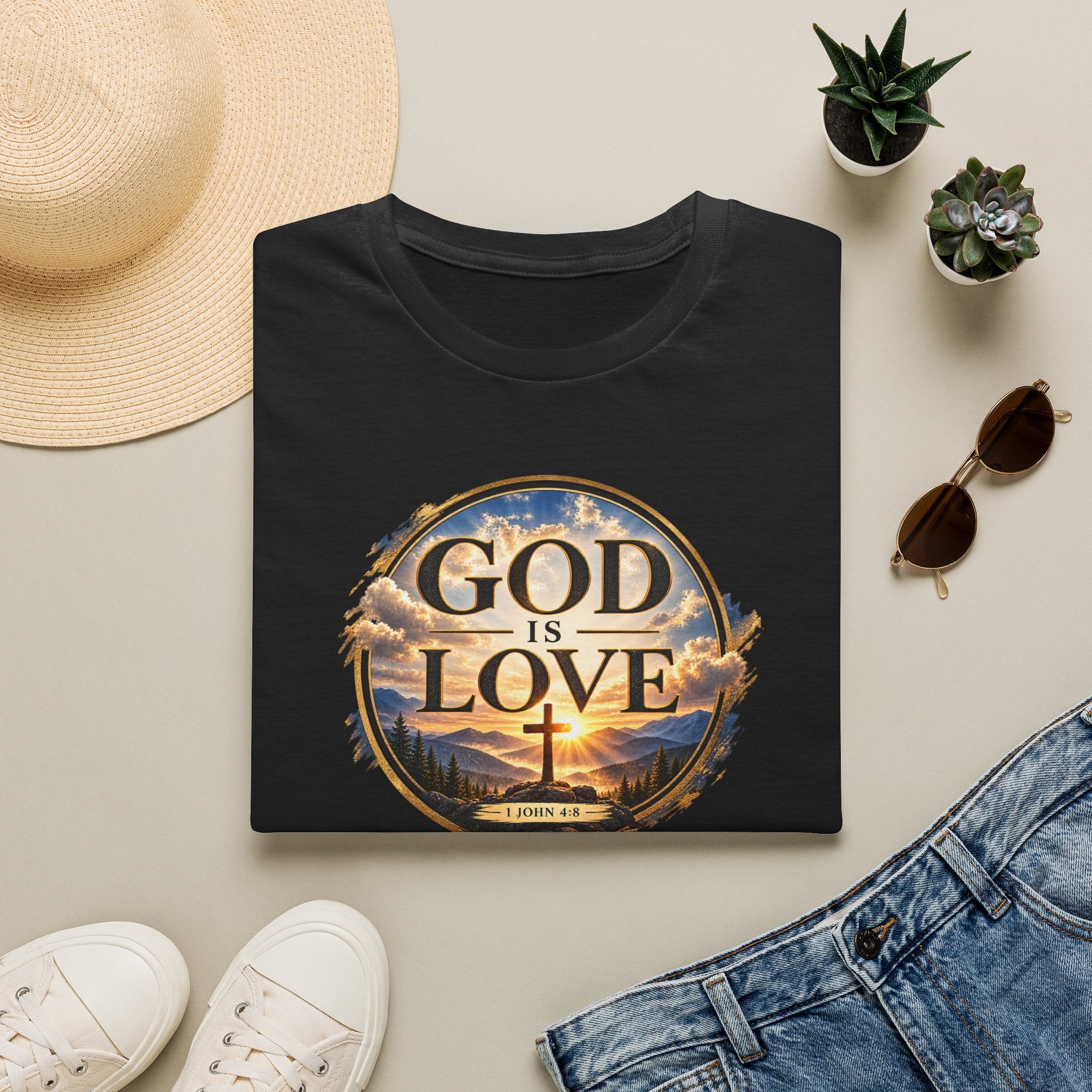 God Is Love Christian T-Shirt – 1 John 4:8 Minimalist Faith Graphic Tee