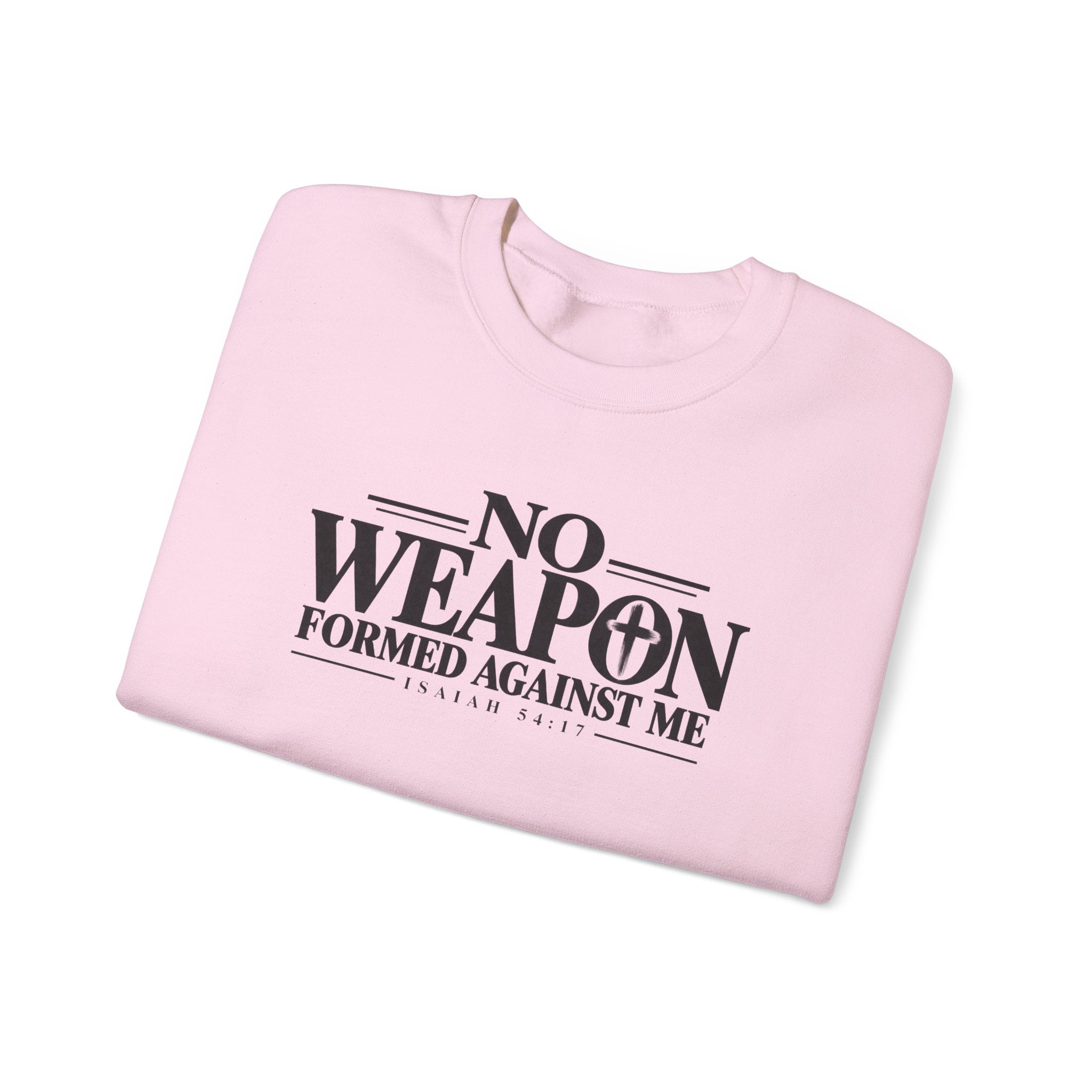 No Weapon Formed Against Me Christian Crewneck Sweatshirt – Isaiah 54:17