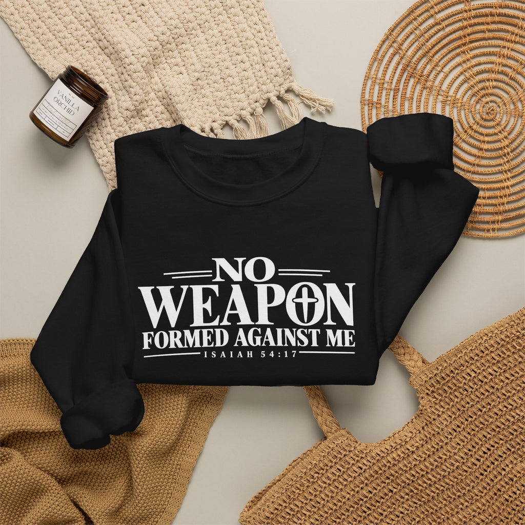 No Weapon Formed Against Me Christian Crewneck Sweatshirt – Isaiah 54:17