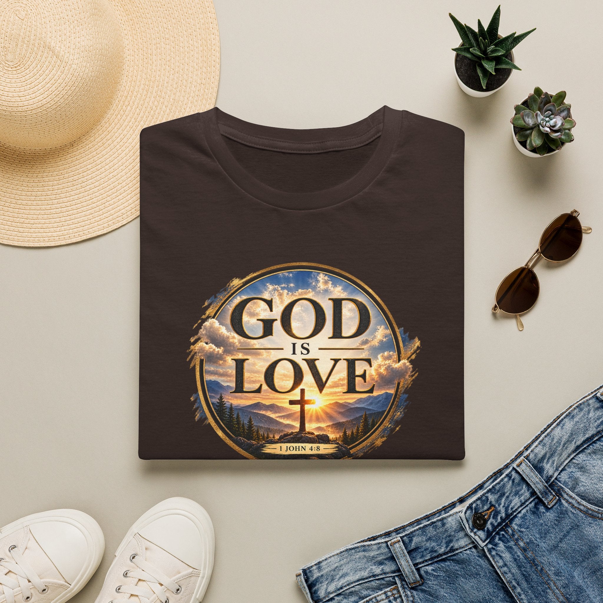 God Is Love Christian T-Shirt – 1 John 4:8 Minimalist Faith Graphic Tee