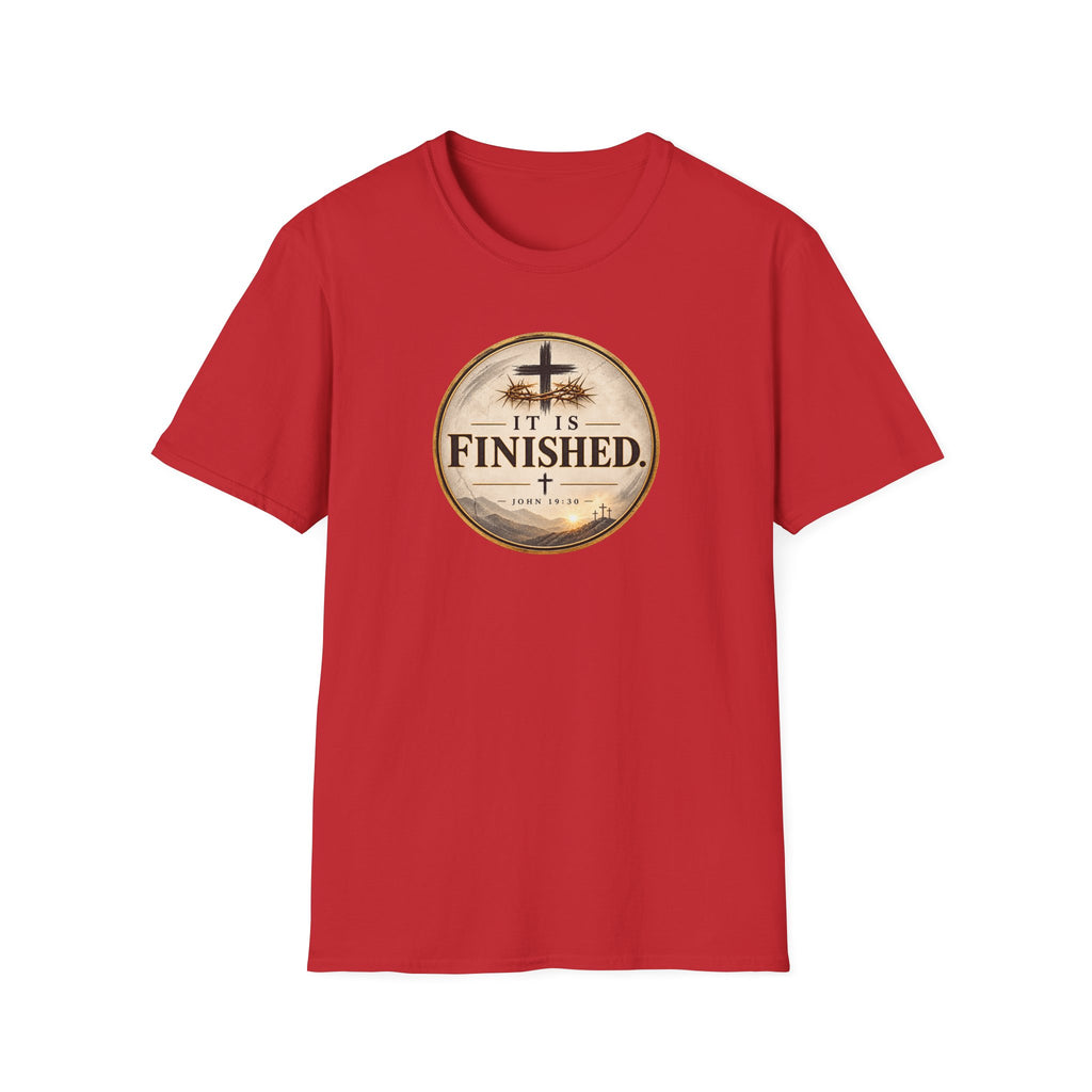 It Is Finished Christian T-Shirt – John 19:30 Vintage Cross Design