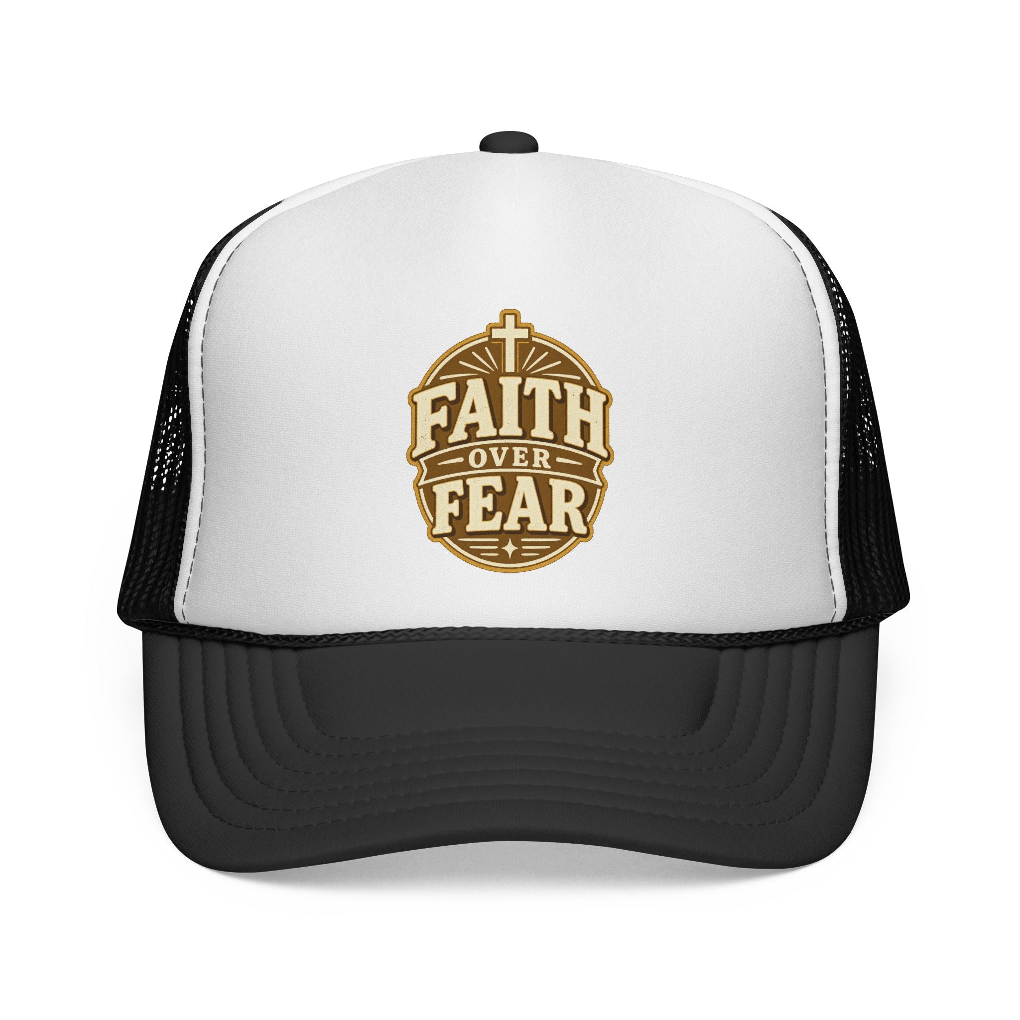 Faith Over Fear Christian Trucker Hat – Bold Cross Faith Cap