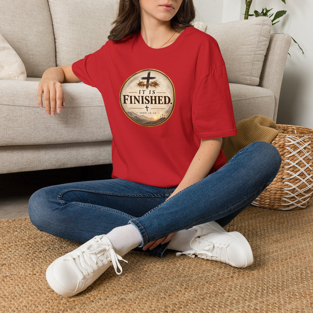 It Is Finished Christian T-Shirt – John 19:30 Vintage Cross Design