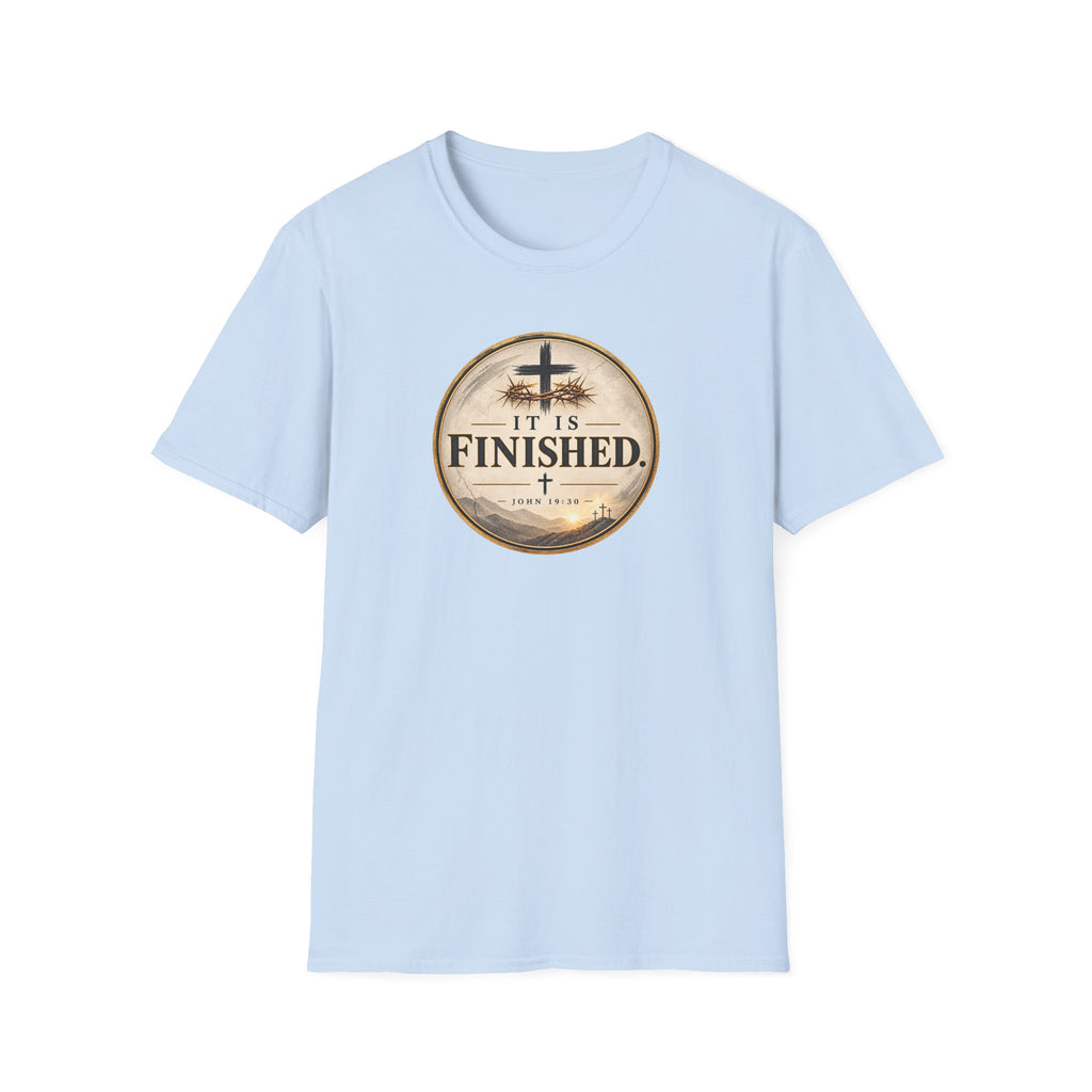 It Is Finished Christian T-Shirt – John 19:30 Vintage Cross Design