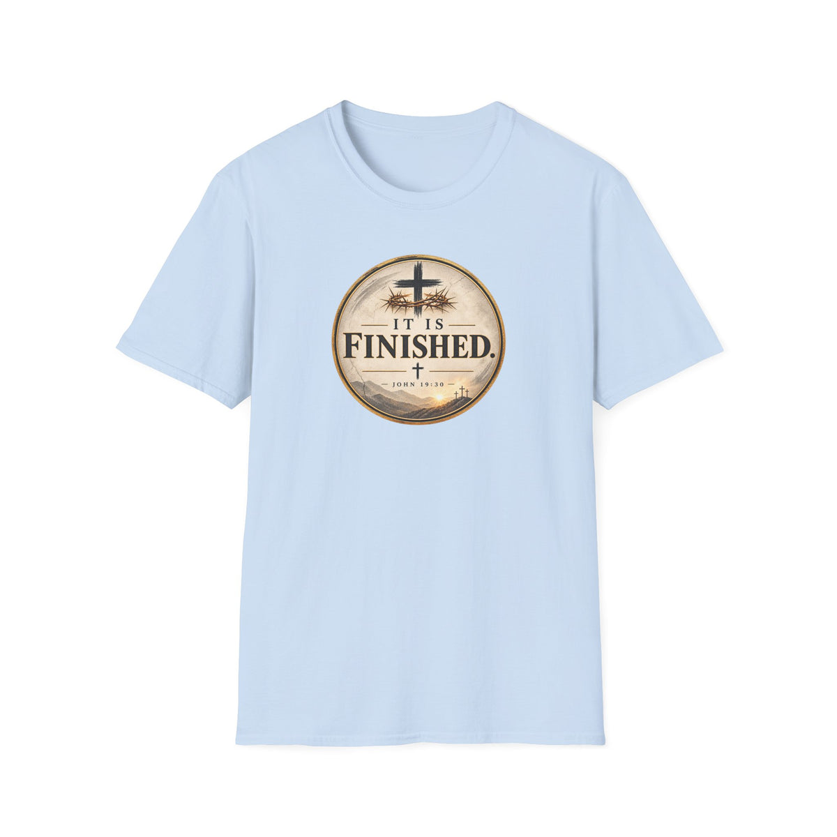 It Is Finished Christian T-Shirt – John 19:30 Vintage Cross Design