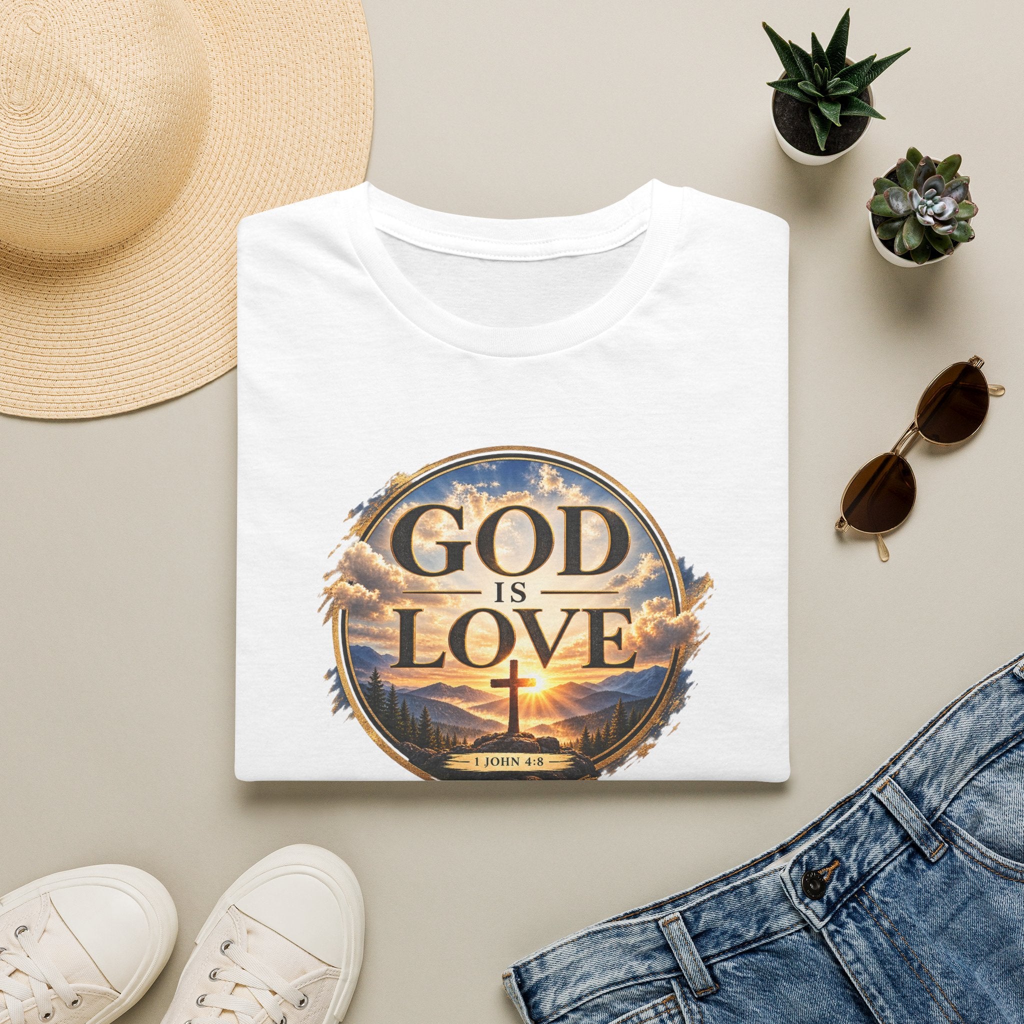 God Is Love Christian T-Shirt – 1 John 4:8 Minimalist Faith Graphic Tee