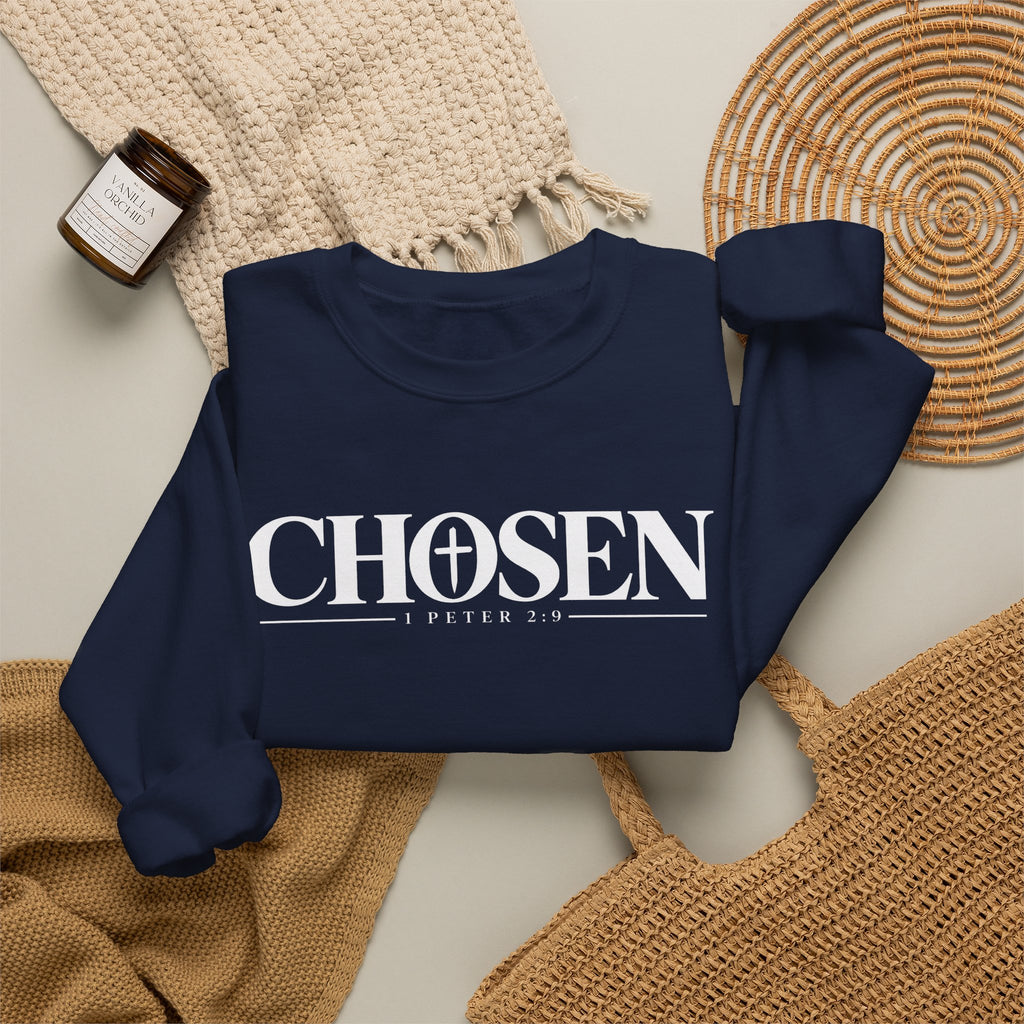 CHOSEN Christian Crewneck Sweatshirt – 1 Peter 2:9 Faith Sweatshirt