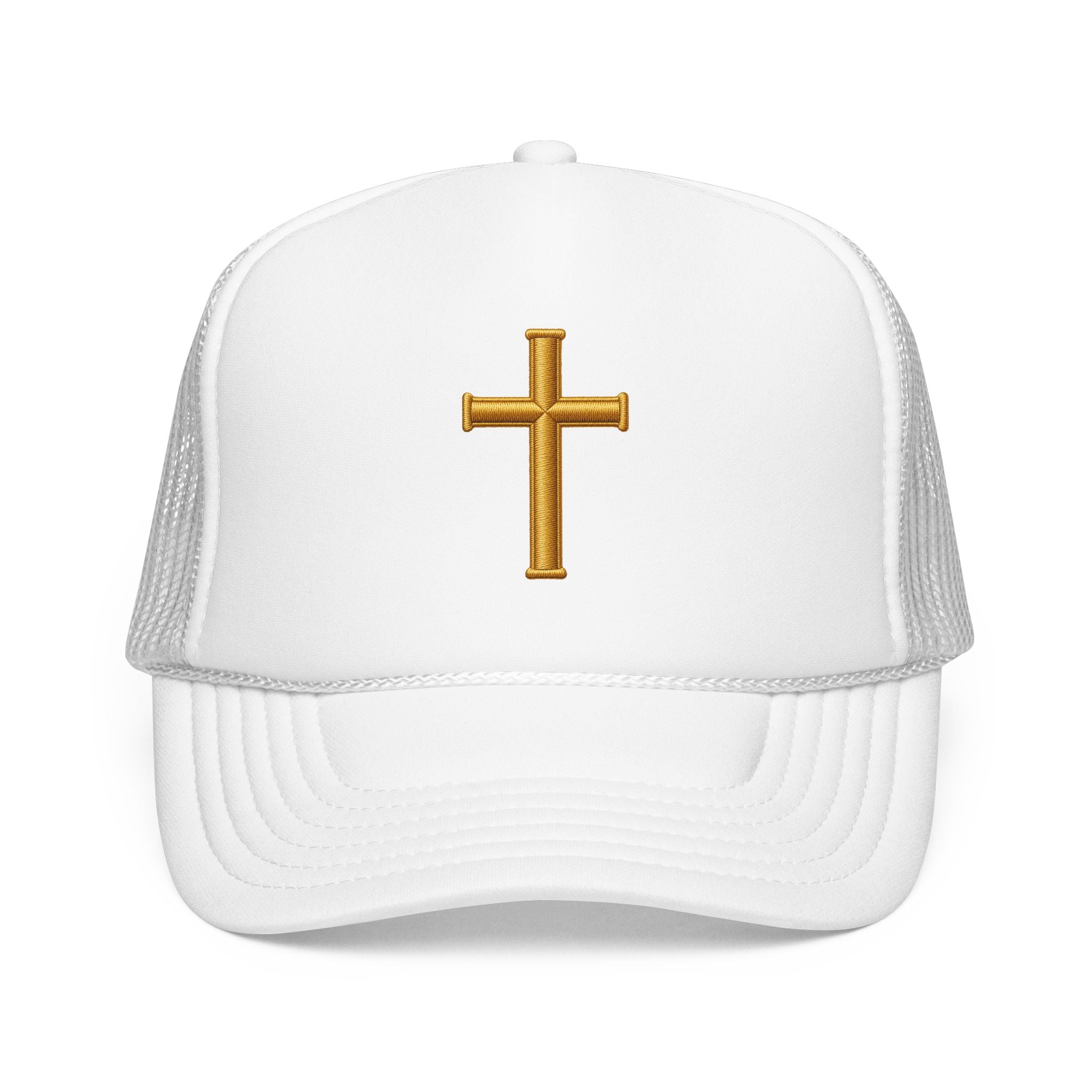 Golden Cross Christian Trucker Hat – Minimalist Faith Hat