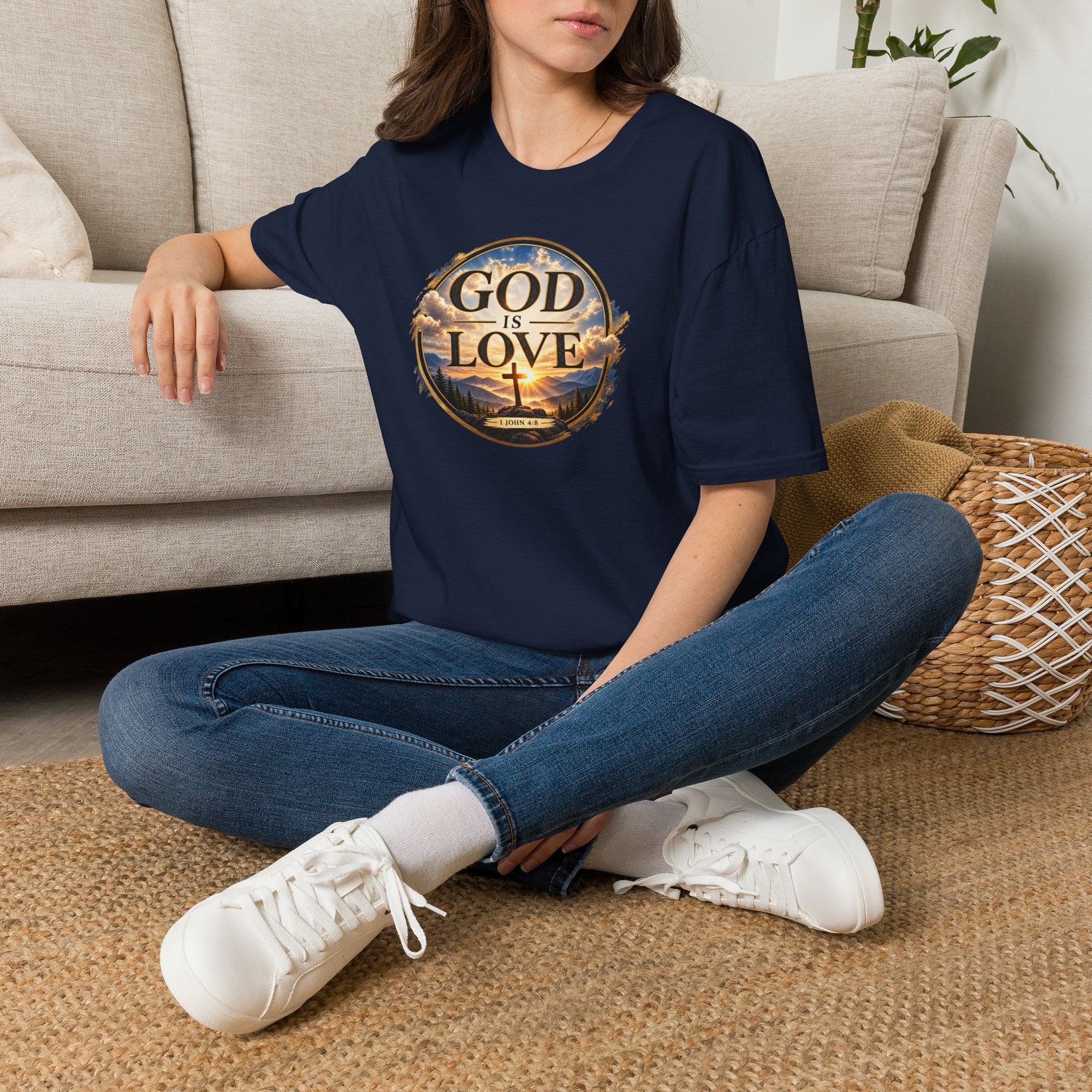 God Is Love Christian T-Shirt – 1 John 4:8 Minimalist Faith Graphic Tee