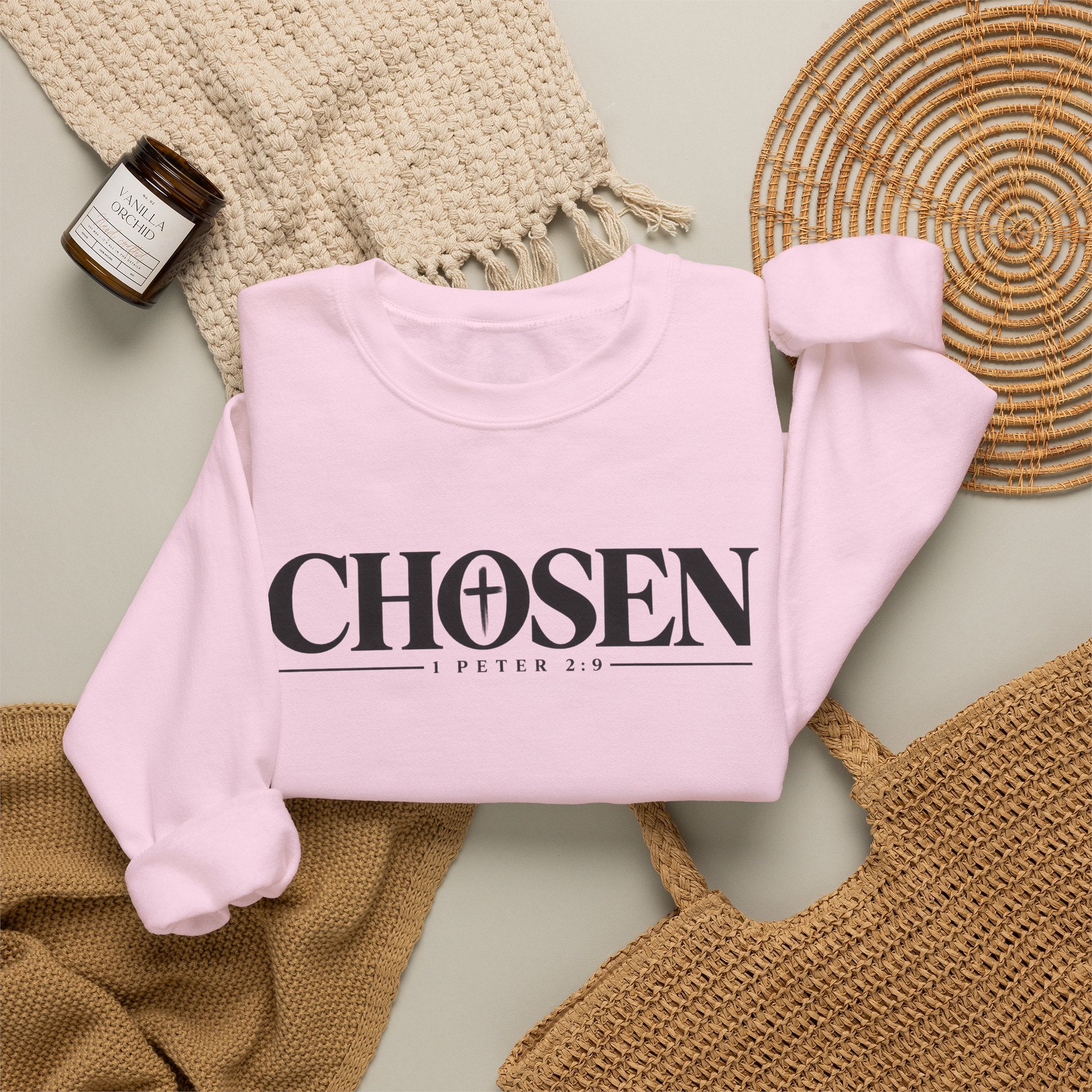 CHOSEN Christian Crewneck Sweatshirt – 1 Peter 2:9 Faith Sweatshirt