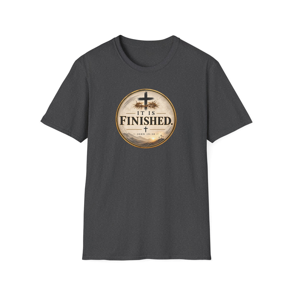 It Is Finished Christian T-Shirt – John 19:30 Vintage Cross Design
