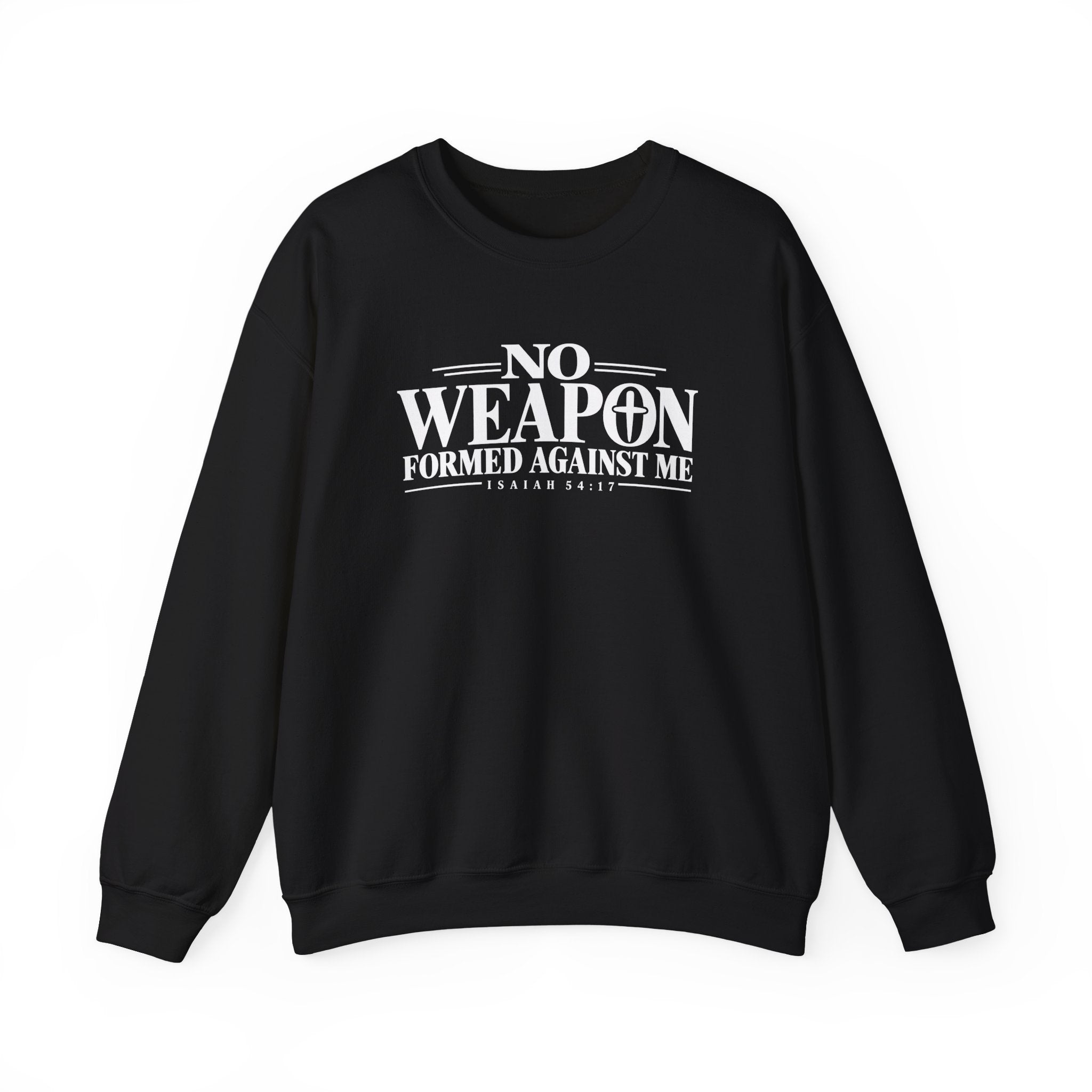 No Weapon Formed Against Me Christian Crewneck Sweatshirt – Isaiah 54:17
