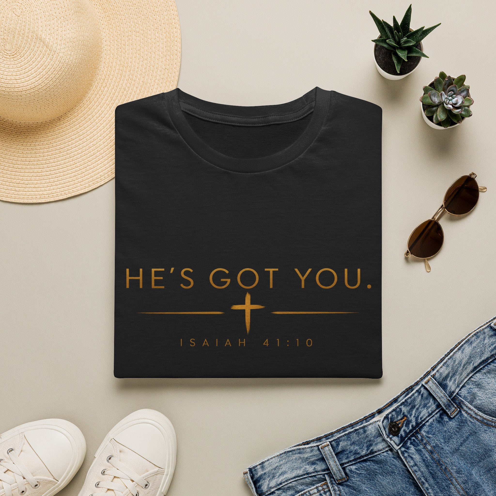 He’s Got You Christian T-Shirt – Isaiah 41:10 Minimalist Faith Graphic Tee