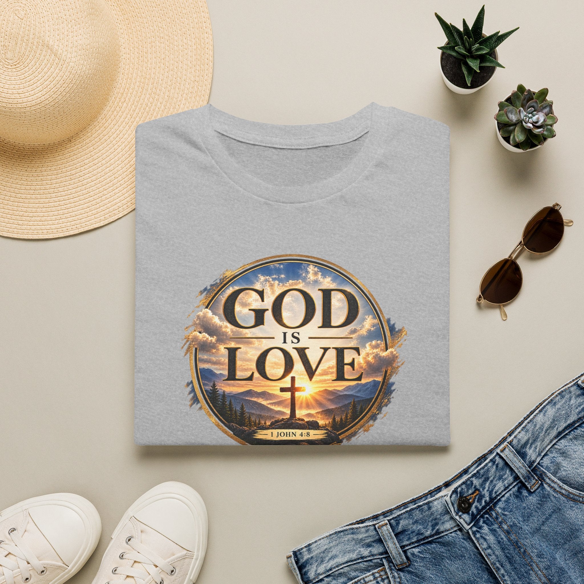 God Is Love Christian T-Shirt – 1 John 4:8 Minimalist Faith Graphic Tee
