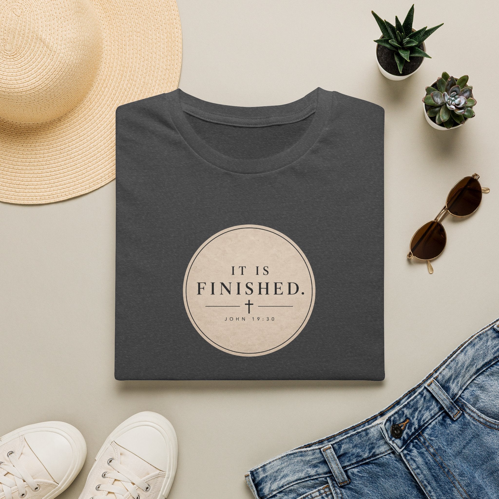 It Is Finished Christian T-Shirt – John 19:30 Minimalist Faith Graphic Tee
