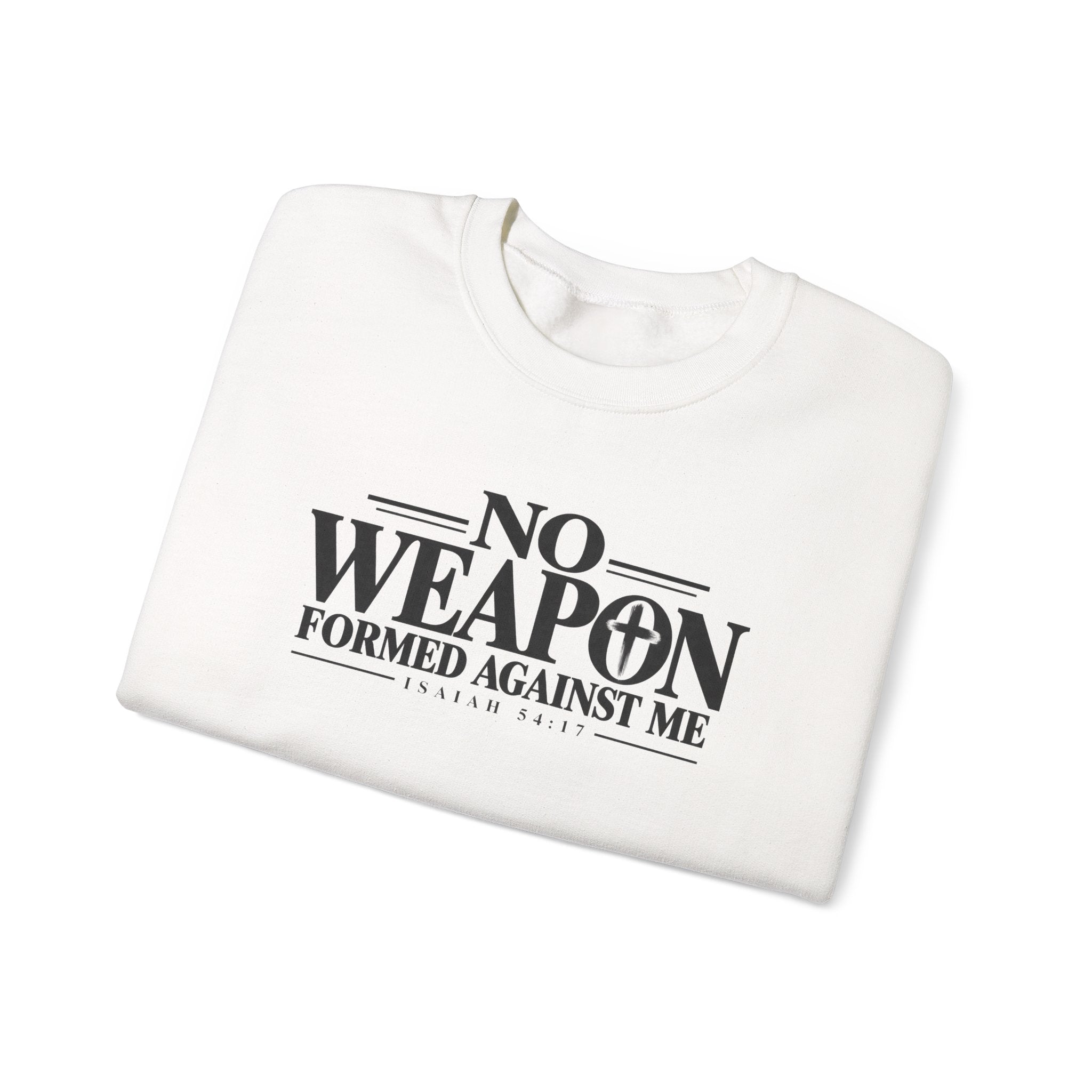 No Weapon Formed Against Me Christian Crewneck Sweatshirt – Isaiah 54:17