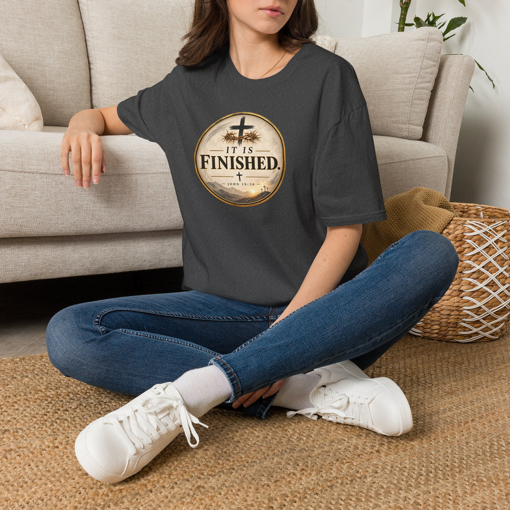 It Is Finished Christian T-Shirt – John 19:30 Vintage Cross Design
