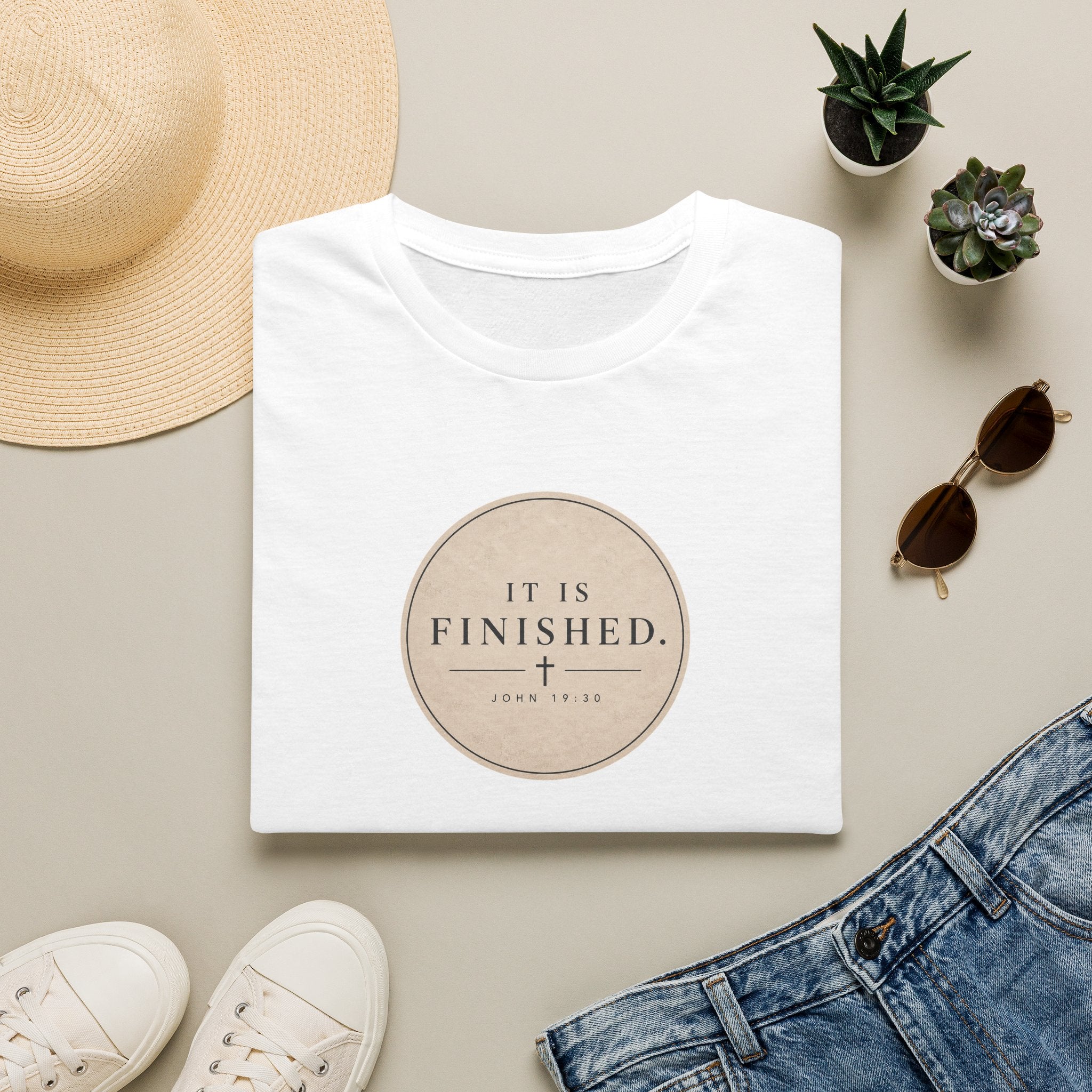 It Is Finished Christian T-Shirt – John 19:30 Minimalist Faith Graphic Tee