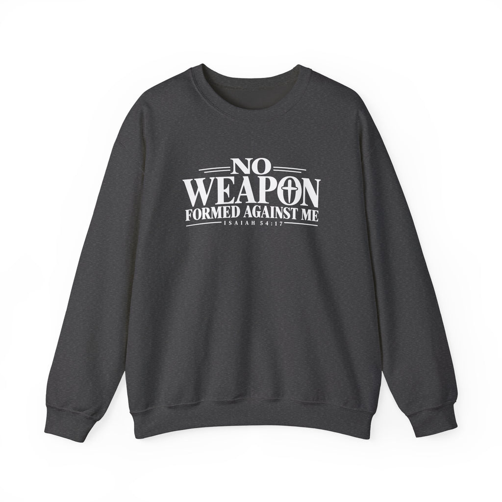 No Weapon Formed Against Me Christian Crewneck Sweatshirt – Isaiah 54:17
